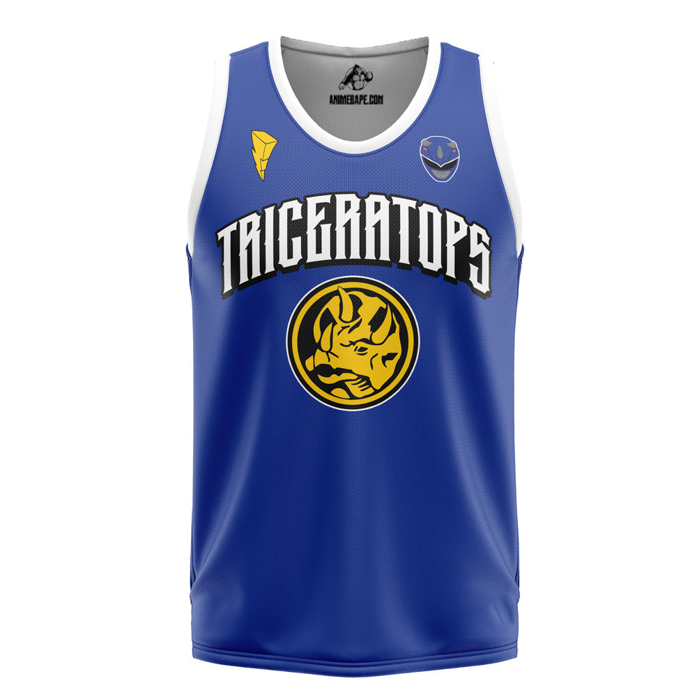 Blue Triceratops Billy Cranston Power Rangers Basketball Jersey