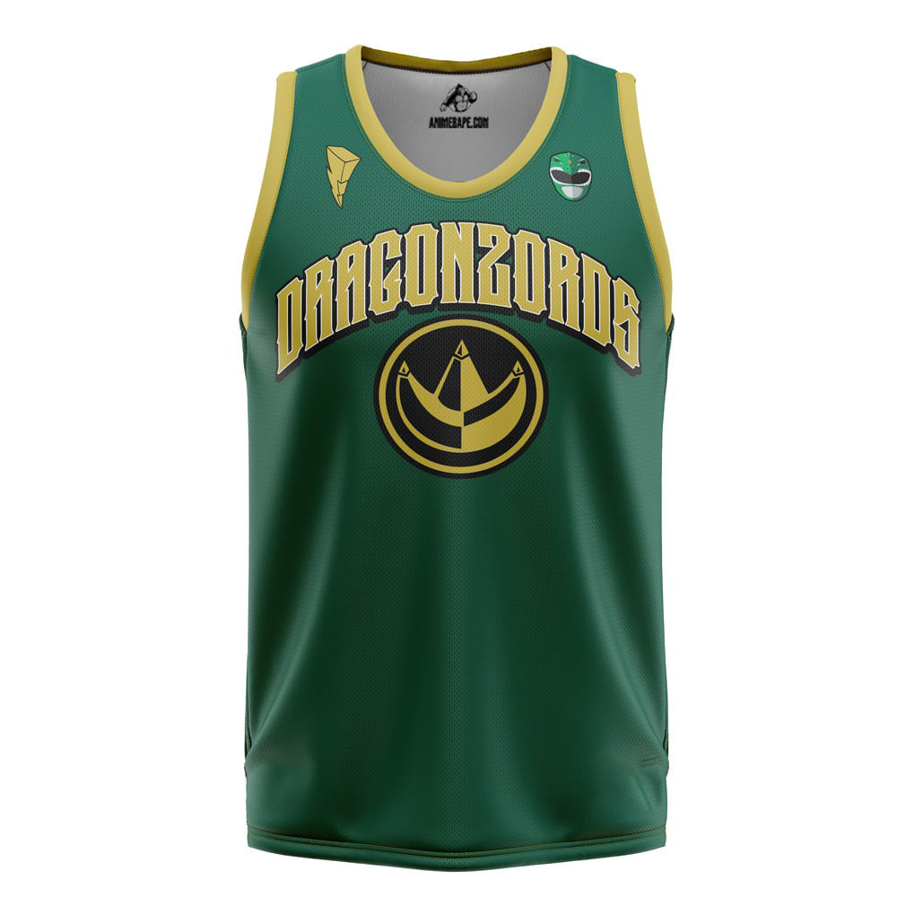 Green Dragonzords Mighty Morphin Power Rangers Basketball Jersey
