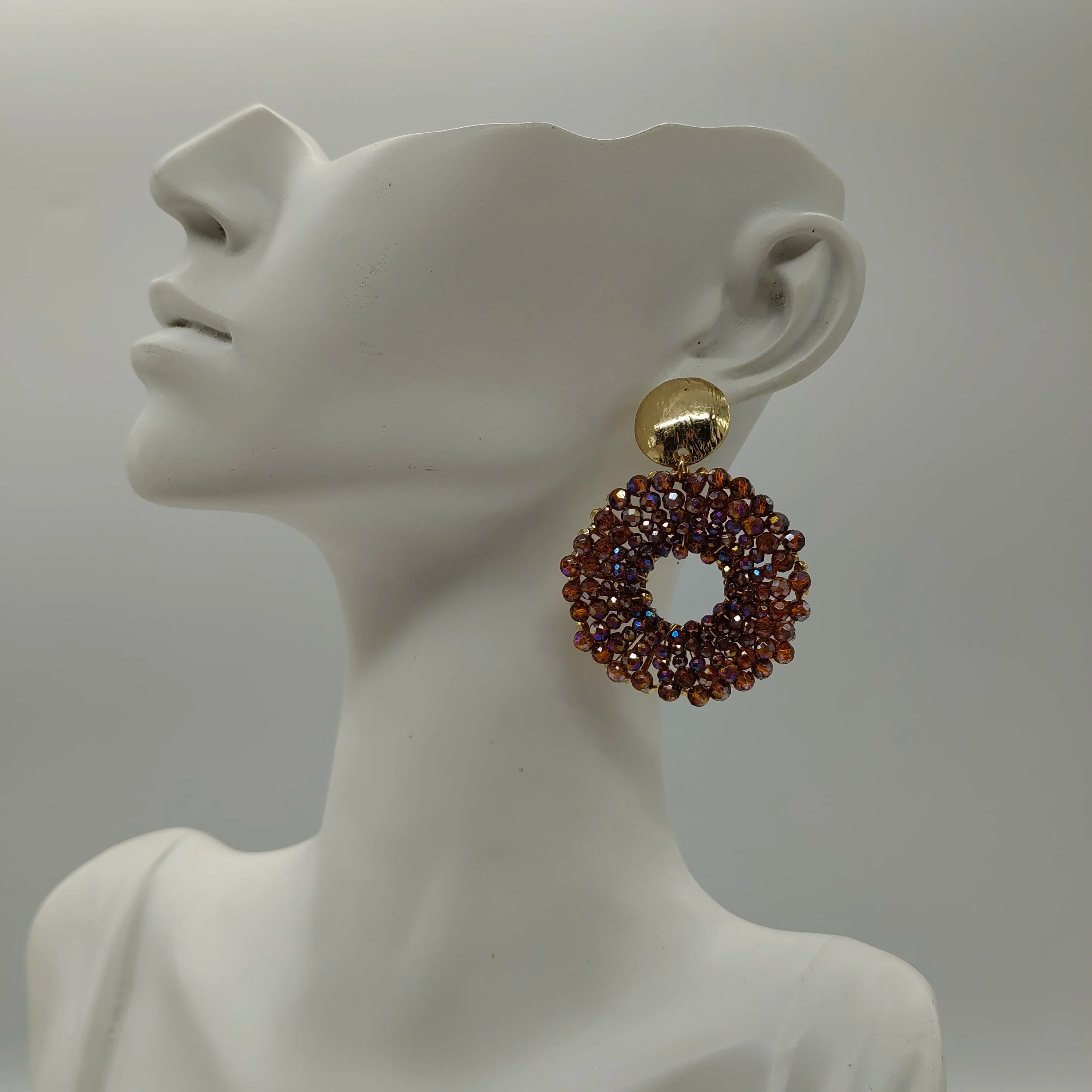 beads round drop earrings hollow out jewlery for women's handmade crystal Bohemia fashion hoop beadia colorful 2024 trend dangle