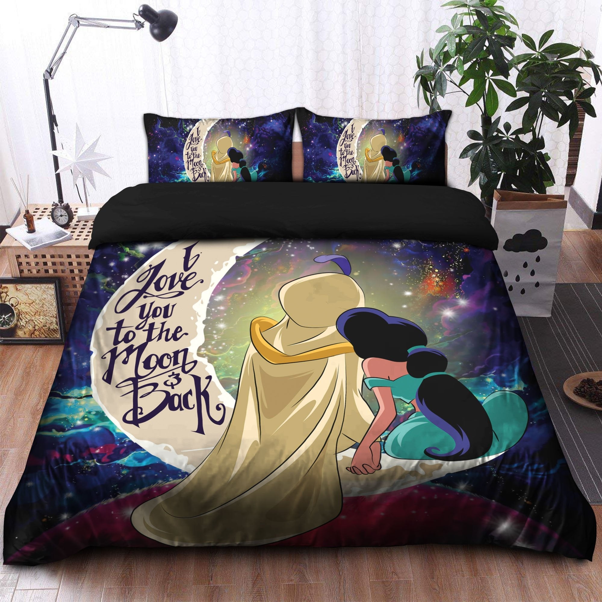Love You To The Moon Galaxy Bedding Set with Duvet Cover & Pillowcases