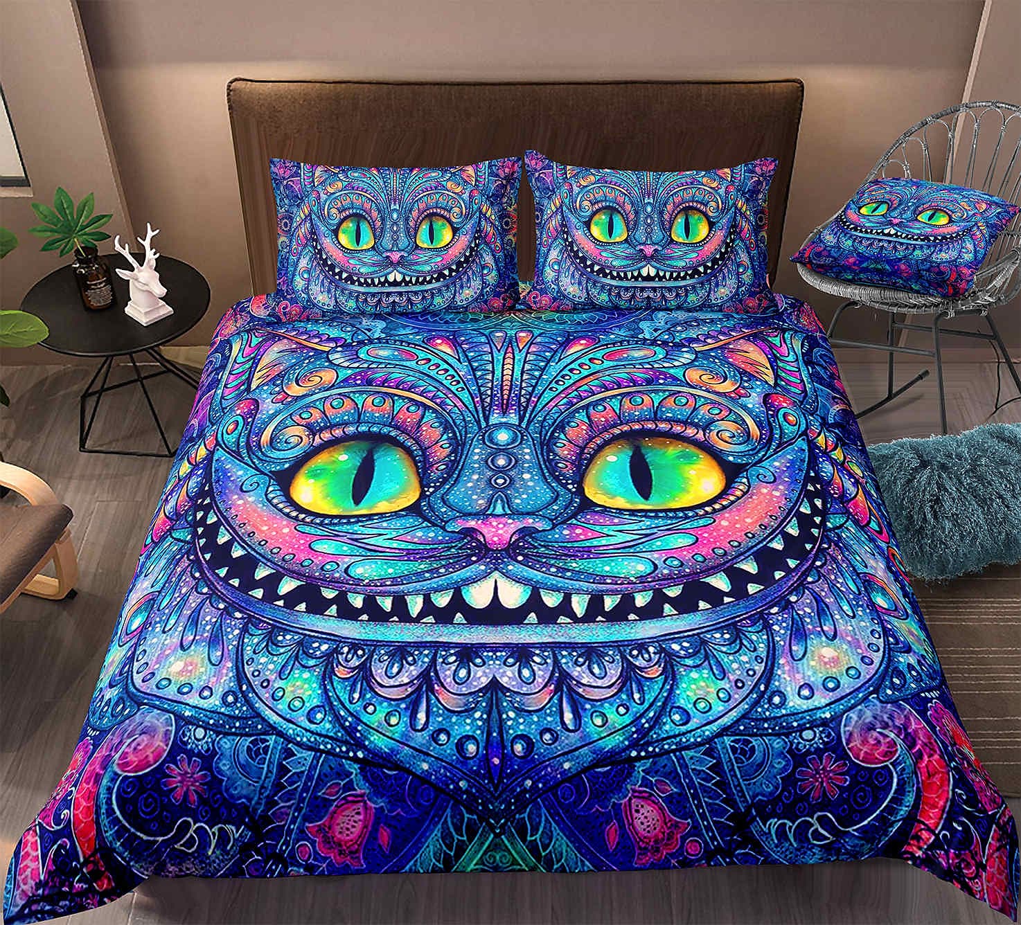 Cheshire Cat Alice In Wonderland Bedding Set Duvet Cover & Pillowcases