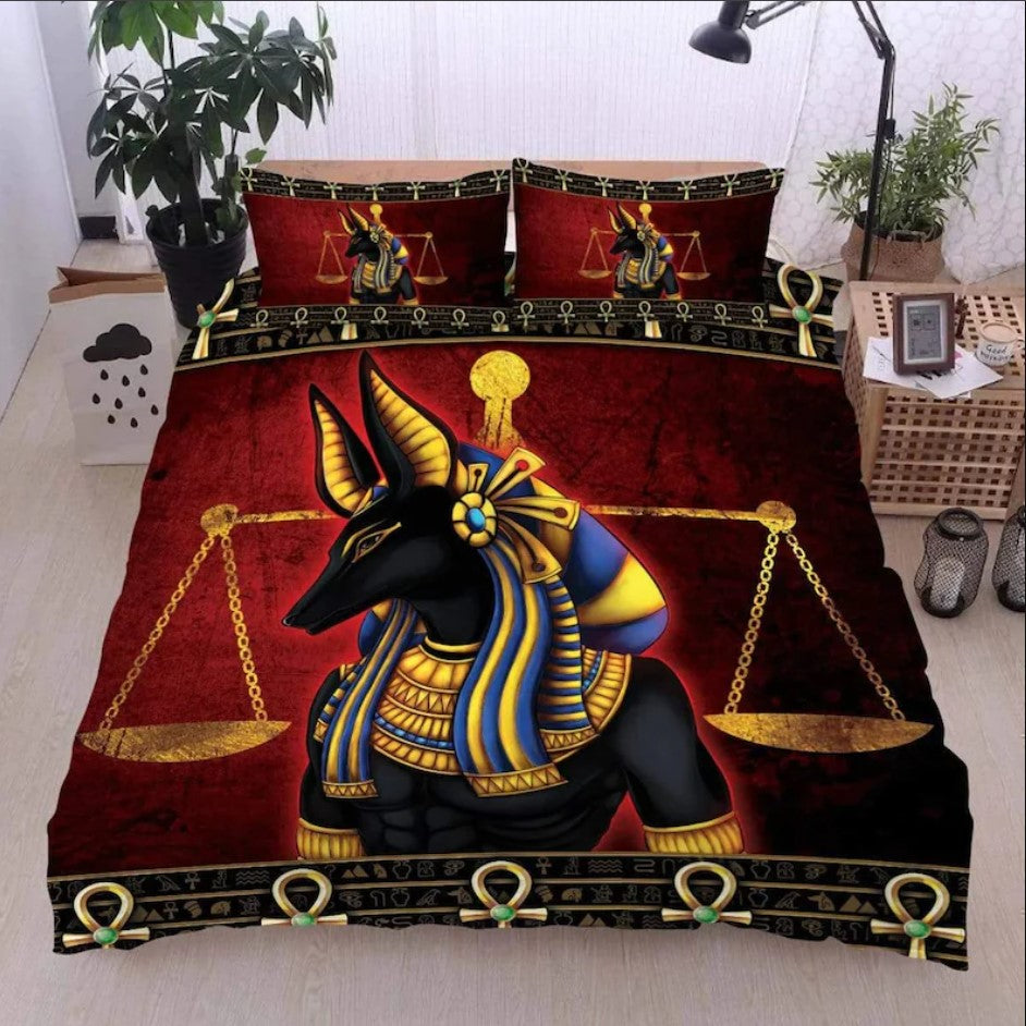 Ancient Egyptian Mythology Duvet Cover Set with 2 Pillowcases