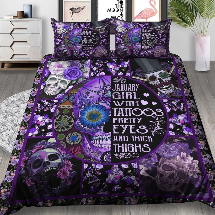 Sugar Skull Girl Bedding Set Duvet Cover with 2 Pillowcases