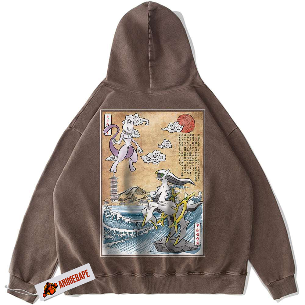 Arceus Mewtwo Vintage Hoodie, Pokemon Anime PKM Hoodie