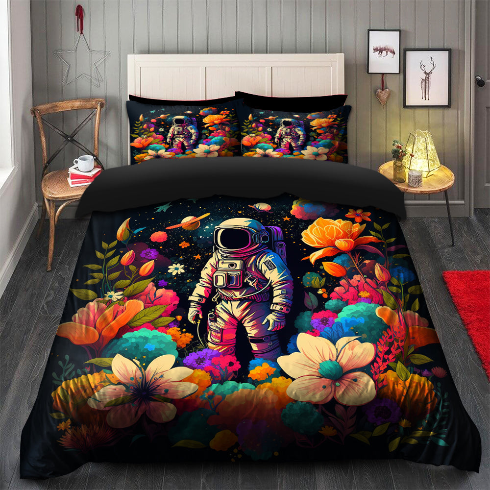 Astronaut Floral Duvet Cover Set with 2 Pillowcases - Bedding Set
