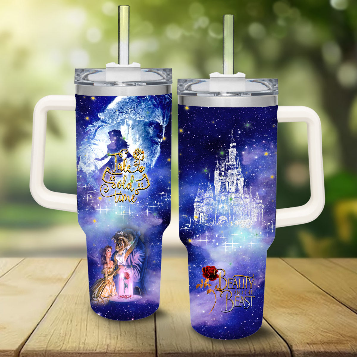 Beauty And The Beast Disney Castle Tale As Old As Time Large Tumbler