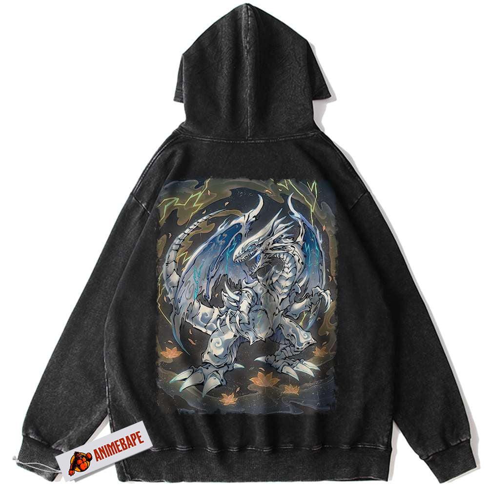 Blue Eyes White Dragon Vintage Anime Hoodie for Yugioh Fans