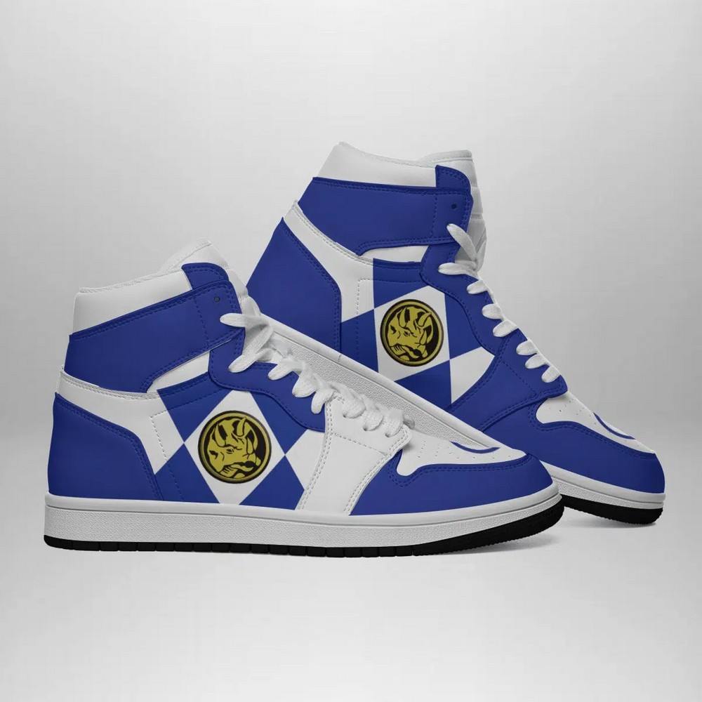 Blue Ranger Mighty Morphin Power Rangers AJ1 High Top Shoes