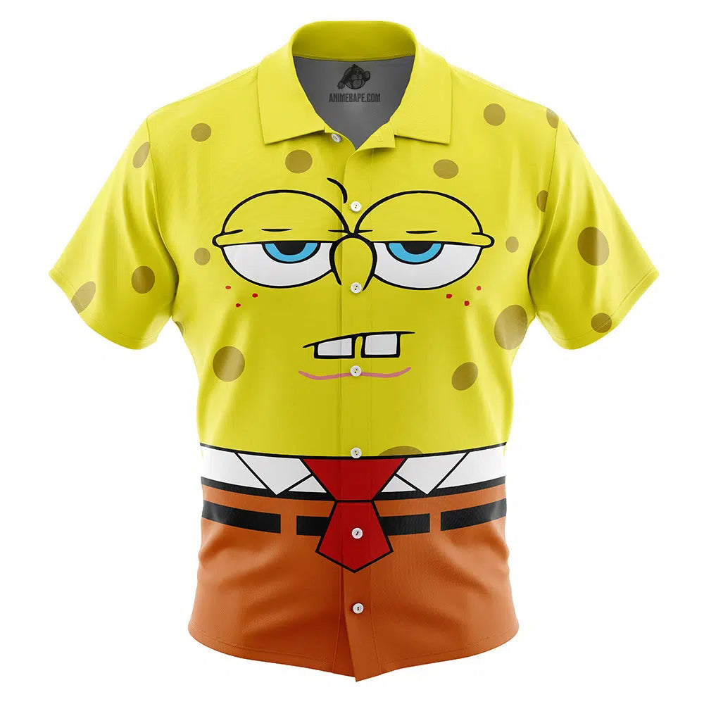Bored Spongebob Squarepants Button Up Hawaiian Shirt