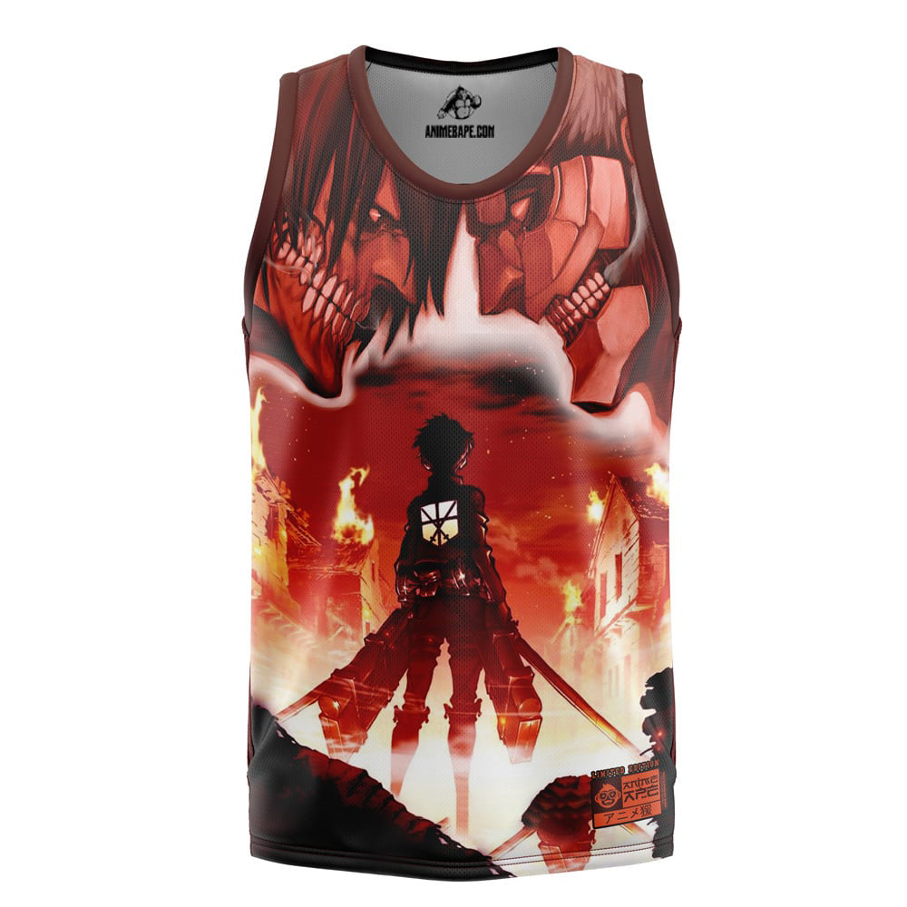 Burning Attack on Titan Basketball Jersey