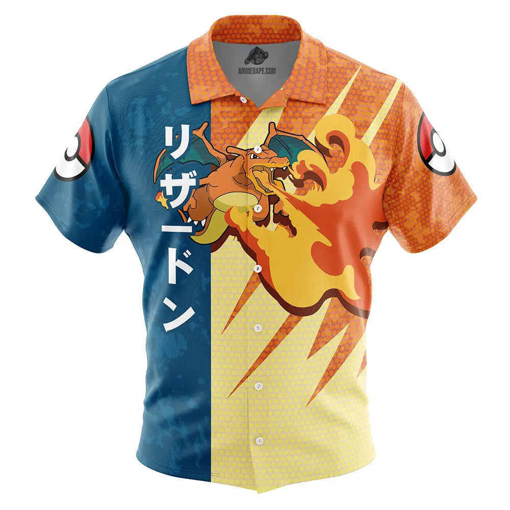 Charizard Attack Pokemon Button Up Hawaiian Shirt