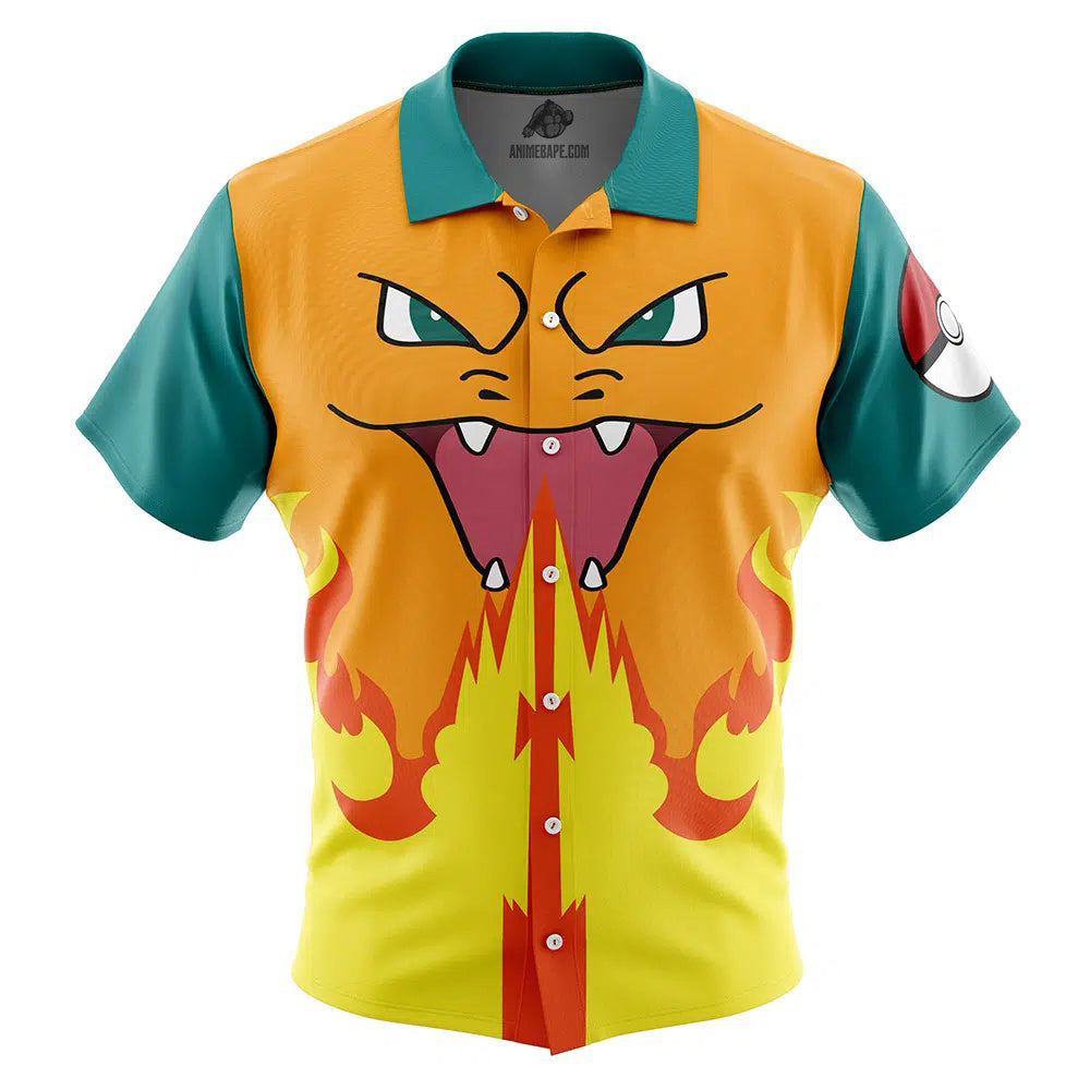 Charizard Face Pokemon Button Up Hawaiian Shirt