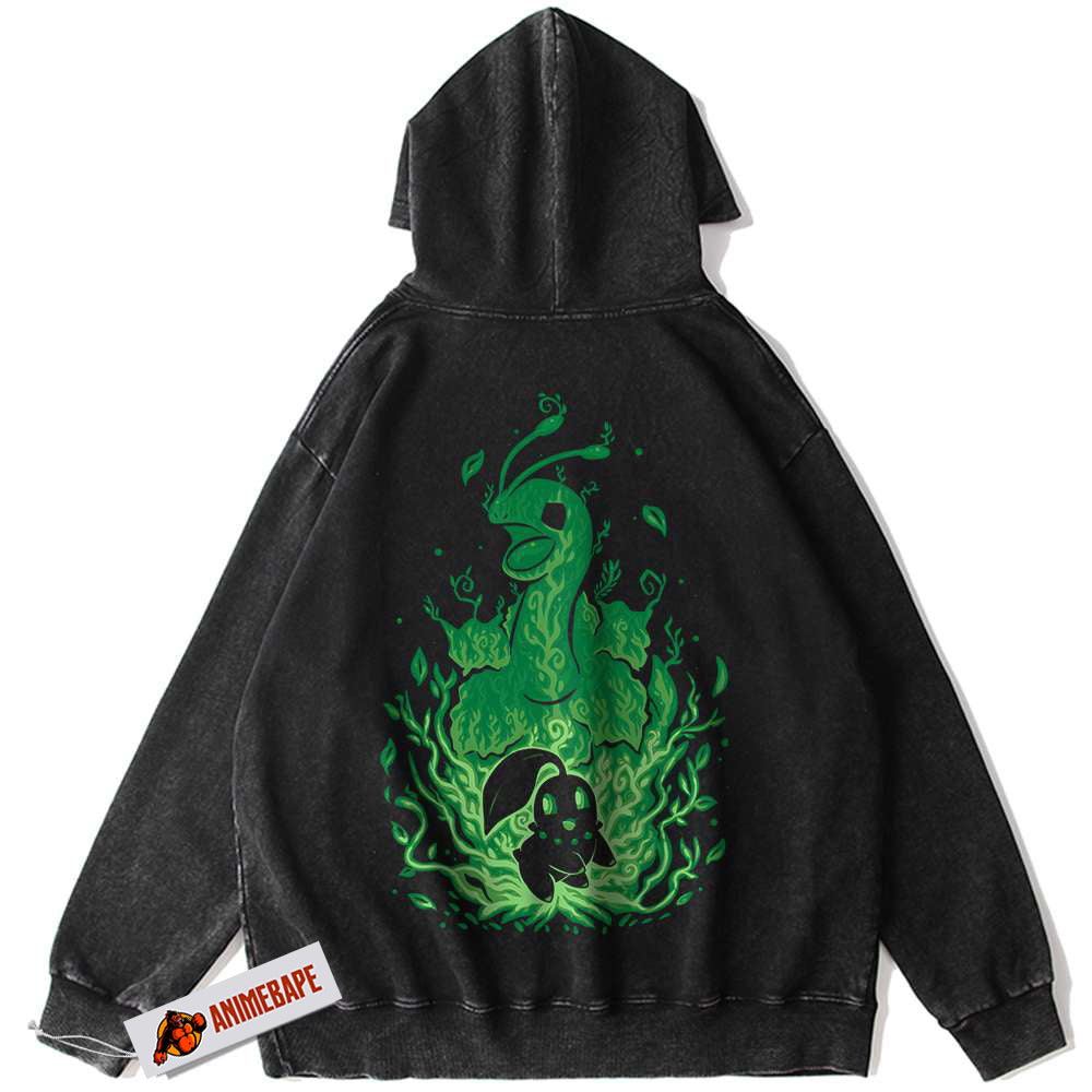 Chikorita Meganium Pokemon Vintage Hoodie, Anime PKM Hoodie