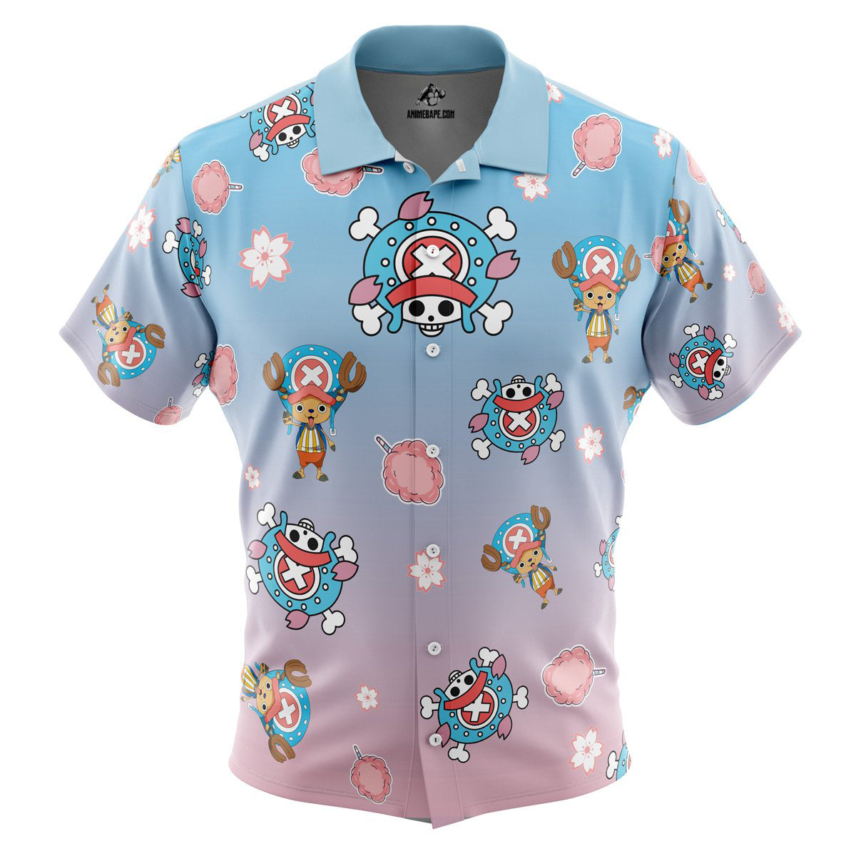 Chopper Pattern One Piece Pirates Button Up Hawaiian Shirt