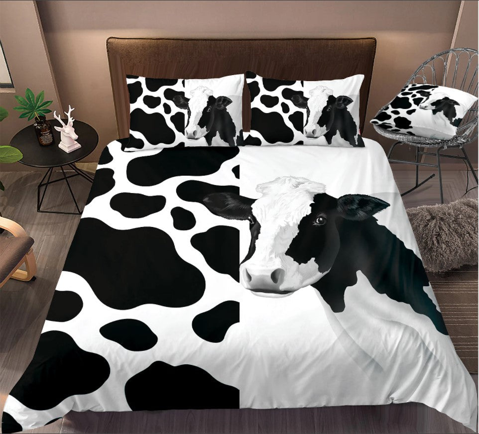 Cow Print Duvet Cover Set with 2 Pillowcases - Bedding Set