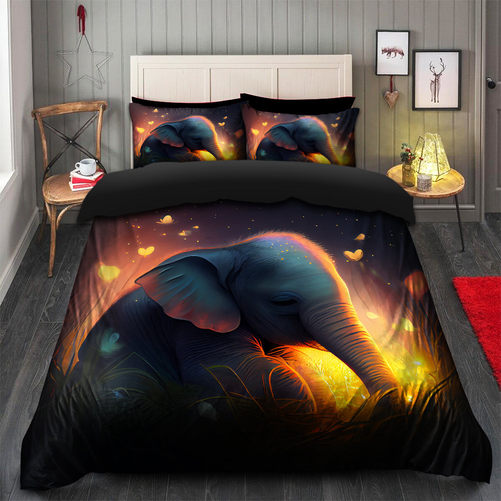 Cute Baby Elephant Bedding Set with Duvet Cover and 2 Pillowcases