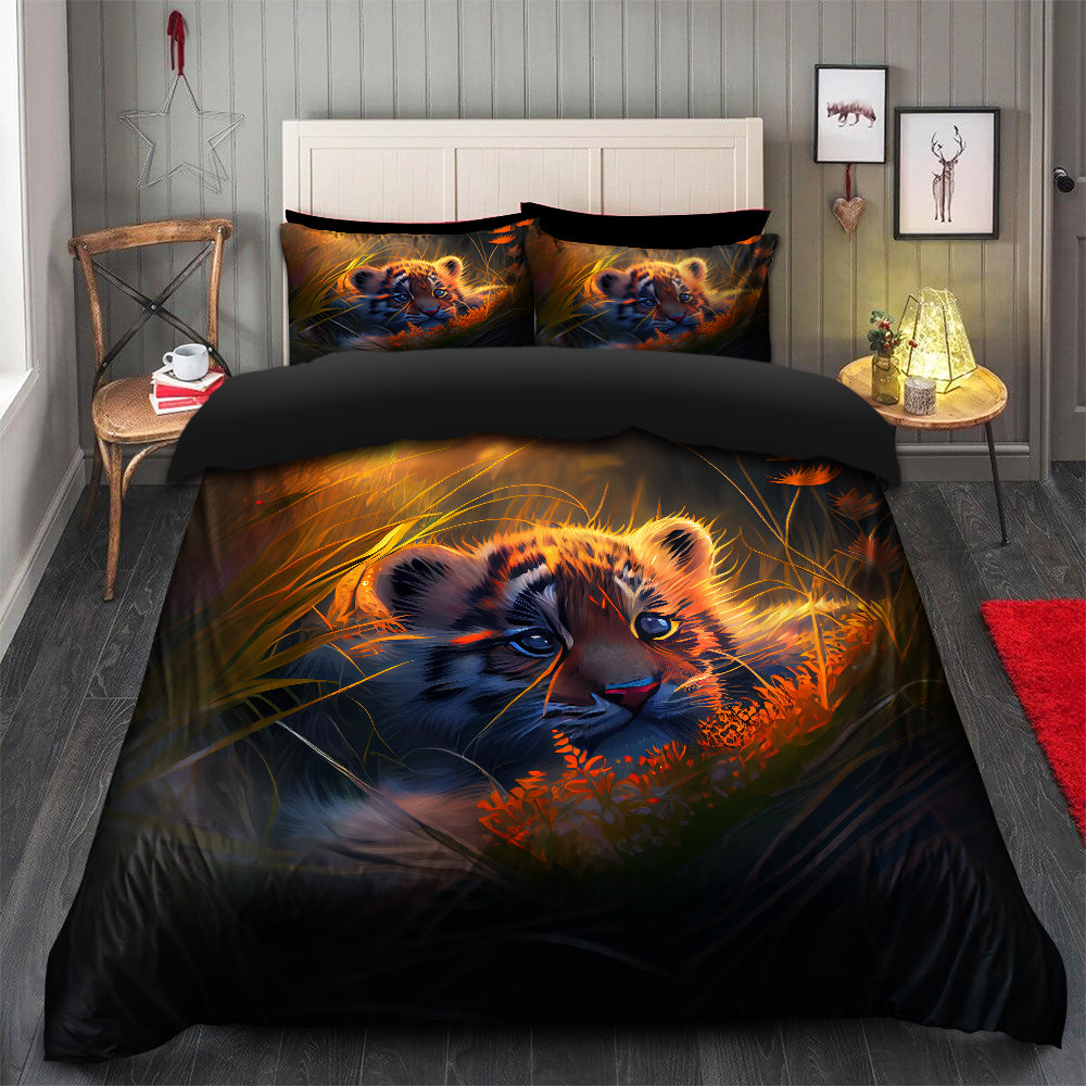 Cute Baby Tiger Bedding Set with Duvet Cover and 2 Pillowcases