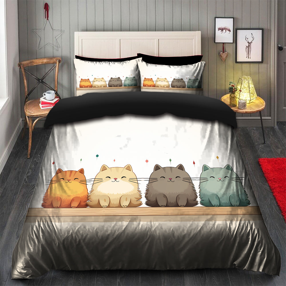 Adorable Cat Themed Duvet Cover Set with 2 Pillowcases