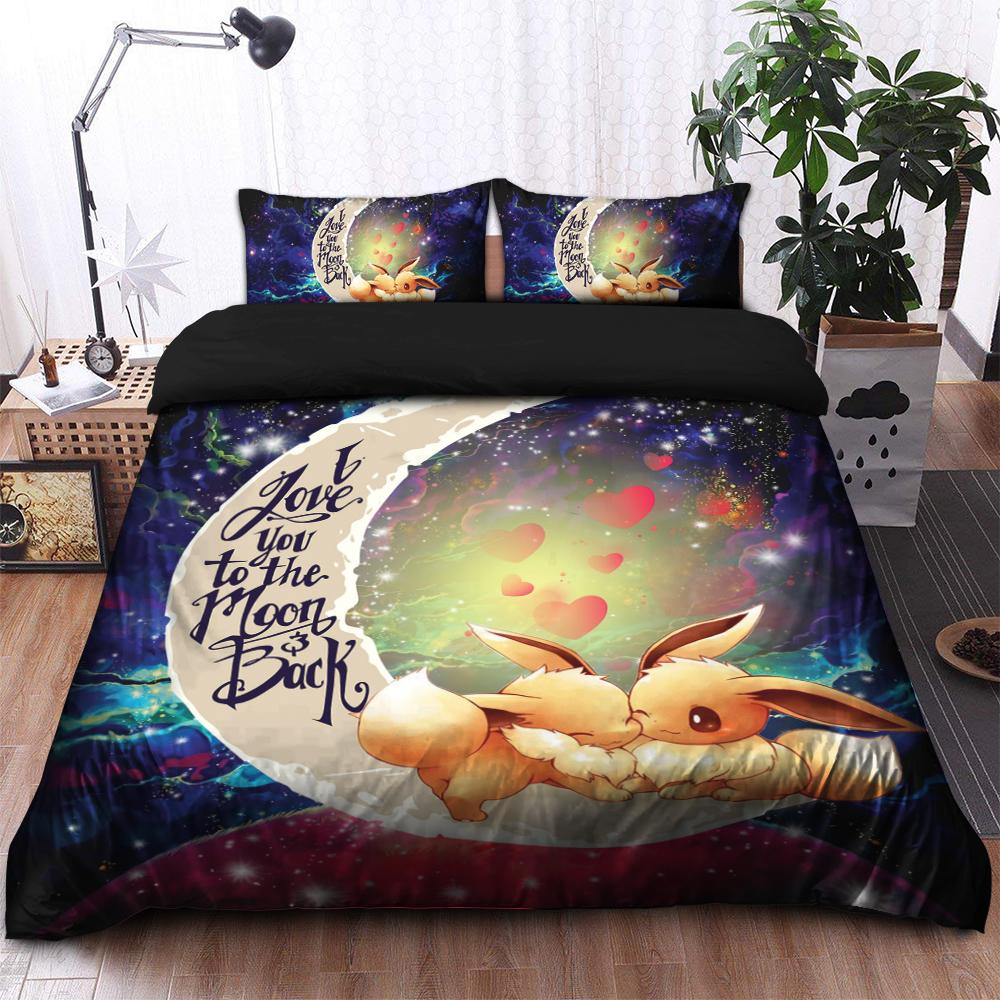 Eevee Pokemon Couple Galaxy Bedding Set with Duvet Cover And 2 Pillowcases