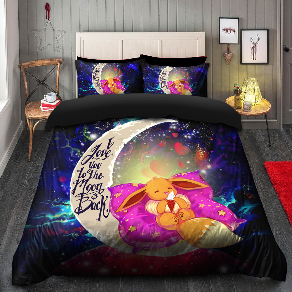 Eevee Pokemon Galaxy Bedding Set Duvet Cover and 2 Pillowcases