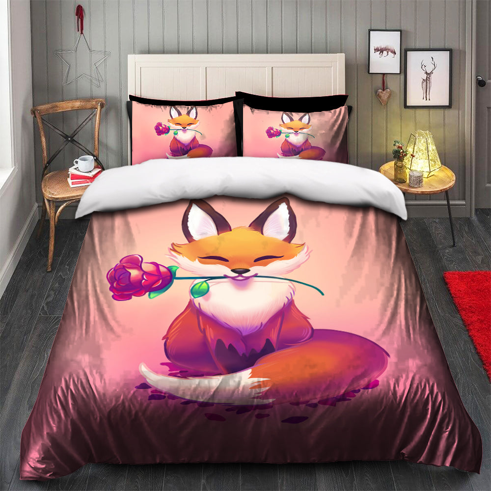 Cute Fox Duvet Cover Bedding Set with 2 Pillowcases