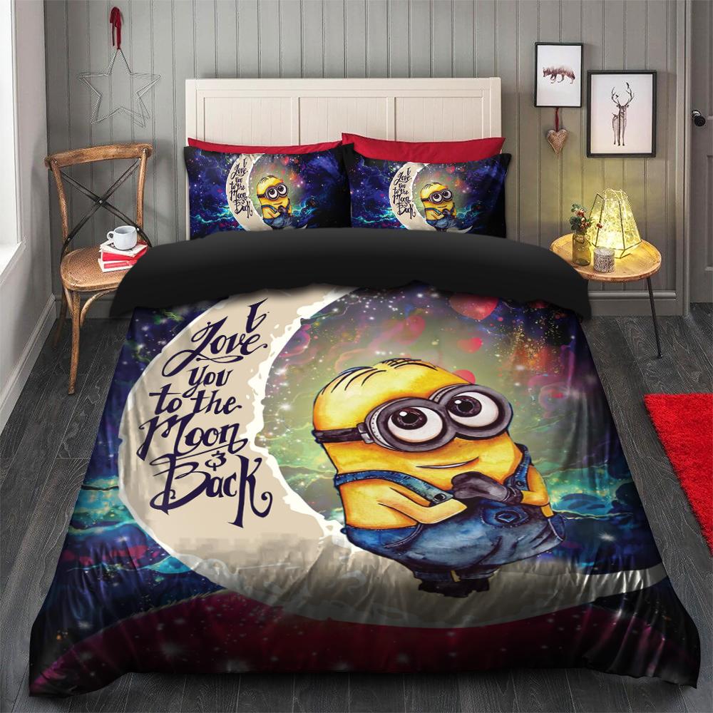 Minions Despicable Me Love You To The Moon Galaxy Bedding Set