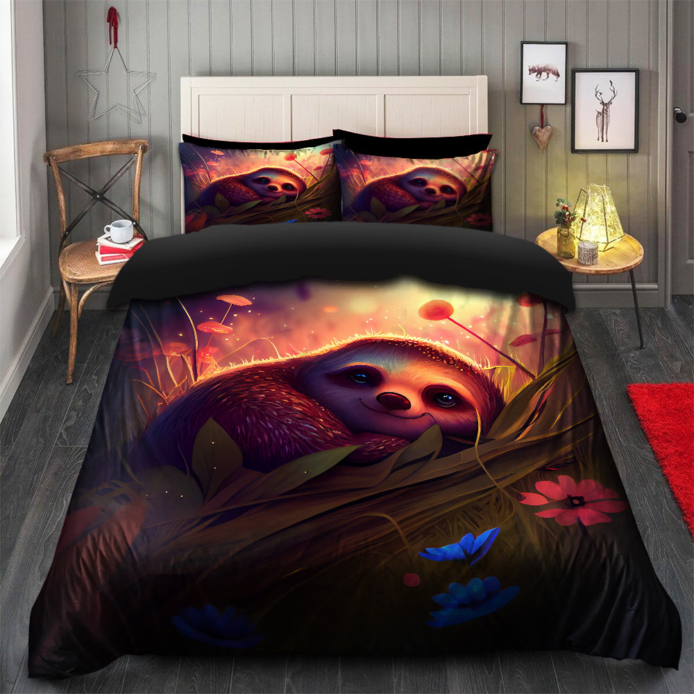 Cozy Cute Sloth Bedding Set with Duvet Cover and 2 Pillowcases