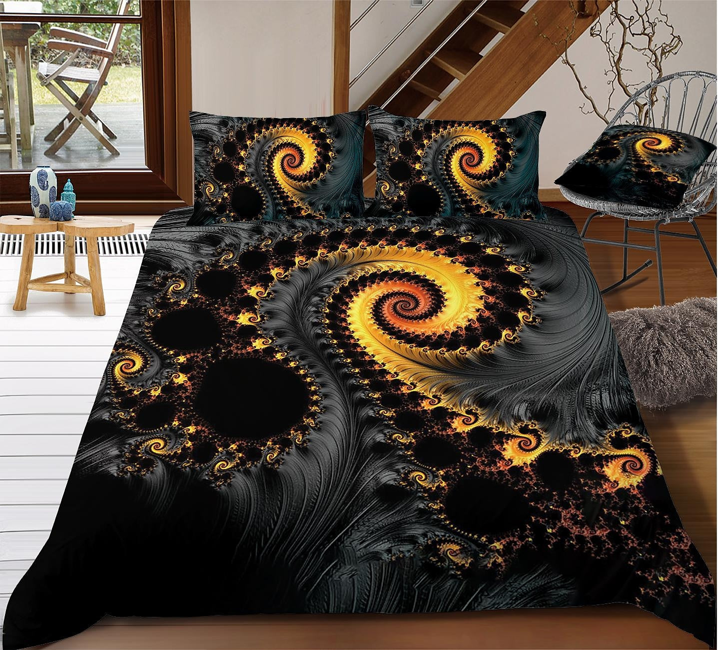 Dark Mystery Art Duvet Cover Set with 2 Pillowcases, Bedding Set
