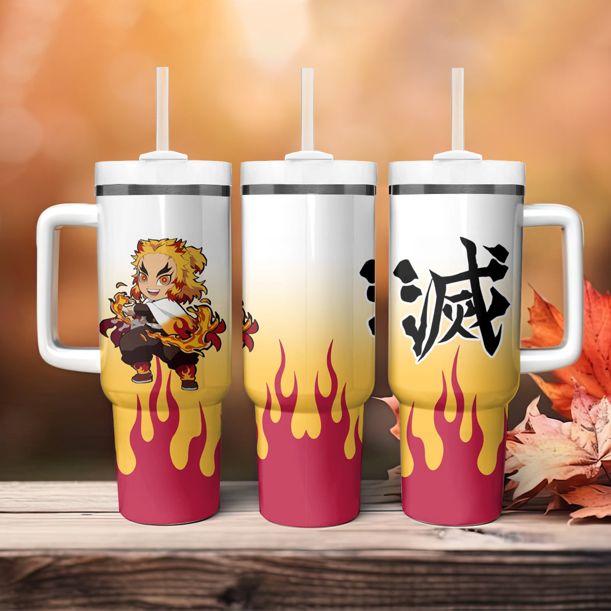 Demon Slayer Chibi Rengoku Fire Large Tumbler