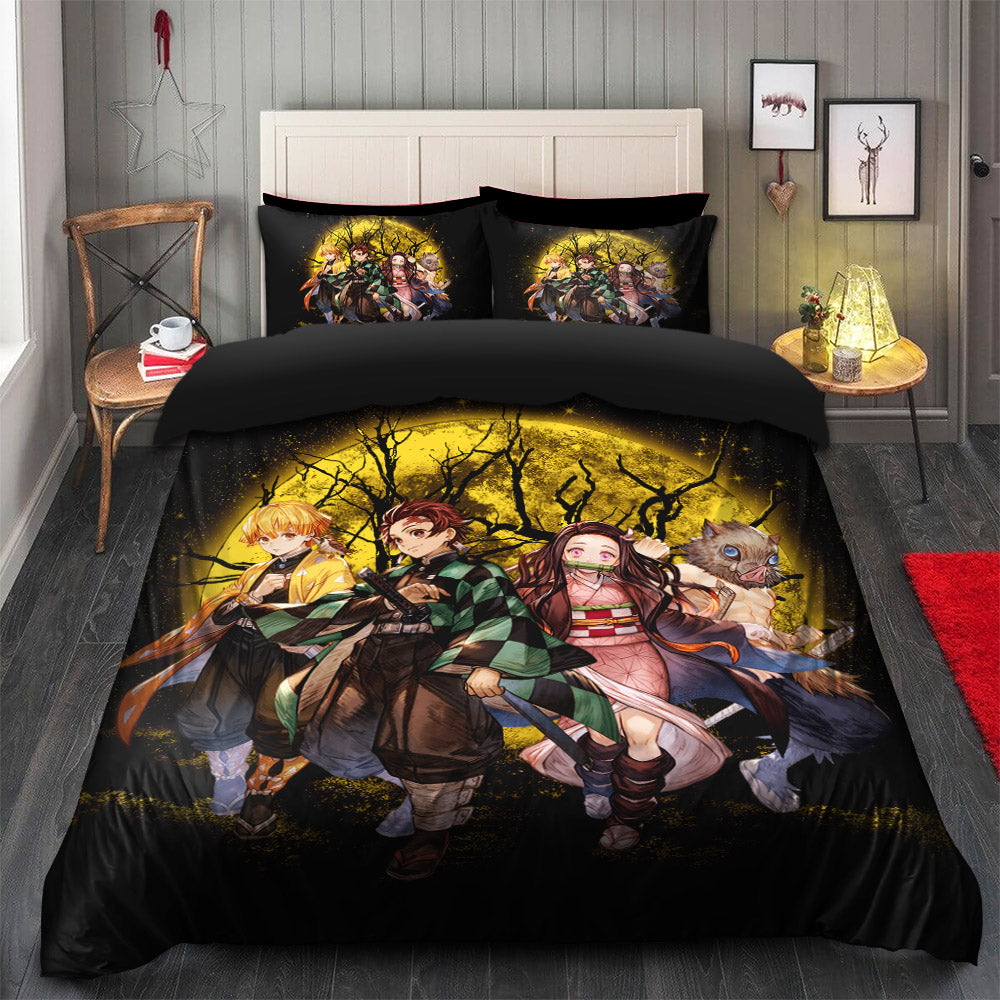 Demon Slayer Tanjiro Nezuko Inosuke Zenitsu Moonlight Bedding Set