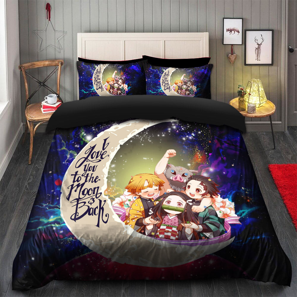 Demon Slayer Love You To The Moon Galaxy Duvet Cover Bedding Set