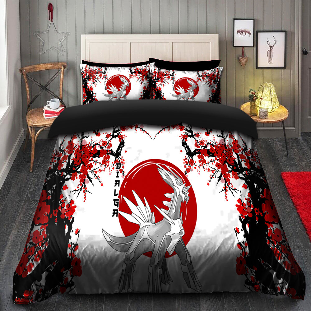 Dialga Bedding Set Japanese Style Duvet Cover with 2 Pillowcases