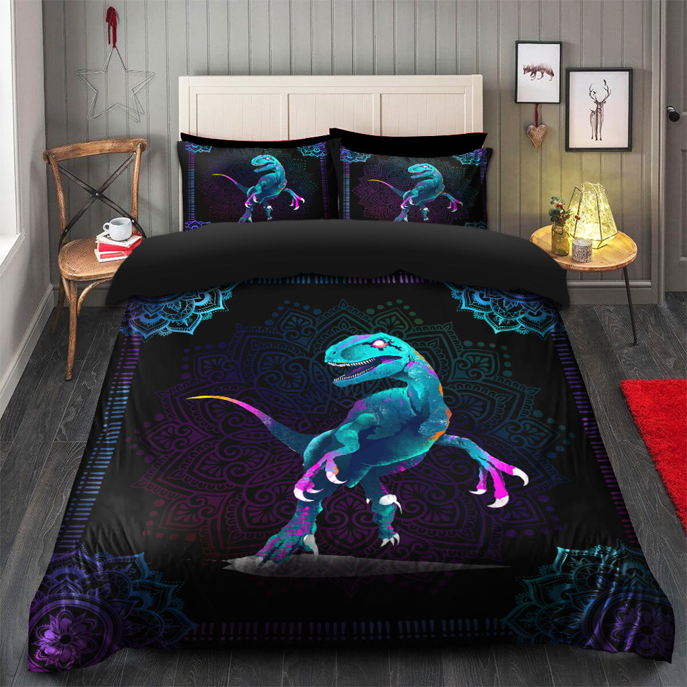 Dinosaur Mandala Duvet Cover Set with 2 Pillowcases Bedding Set