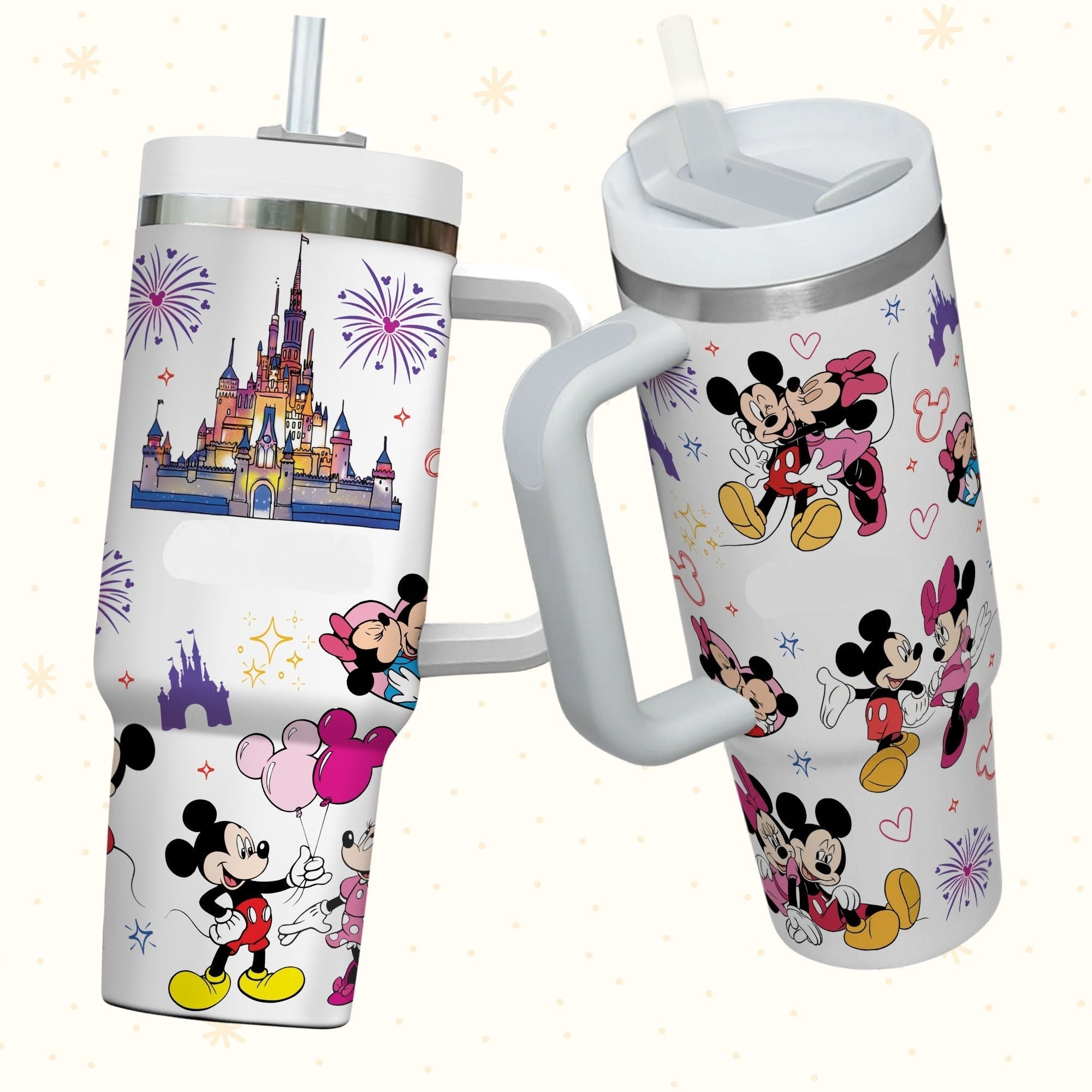 Disney Castle Mickey Mouse And Minnie Large Tumbler
