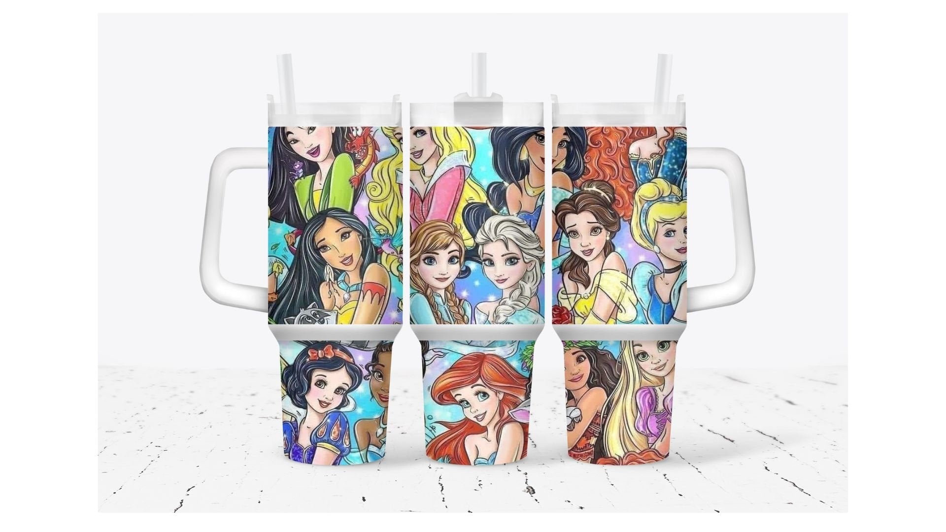 Disney Princesses Drawing Style Large Tumbler