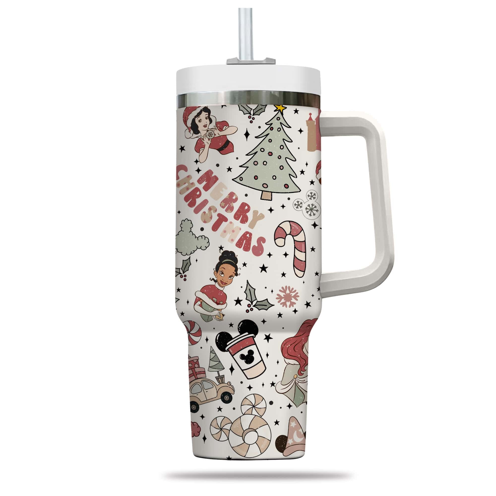 Merry Christmas Disney Princesses Large Tumbler