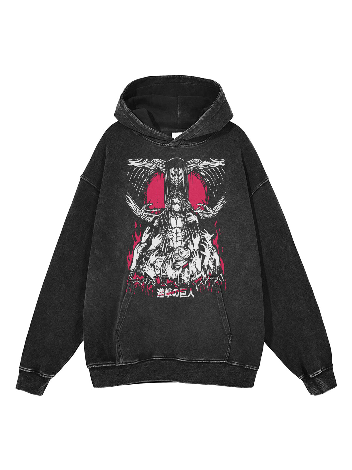 Eren Anime Graphic Vintage Pullover Hoodie Sweatshirt