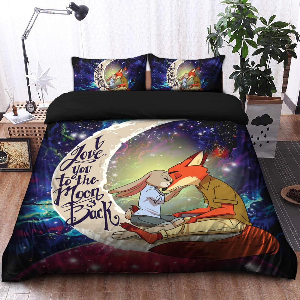 Zootopia Fox Couple Love You To The Moon Galaxy Duvet Cover Set