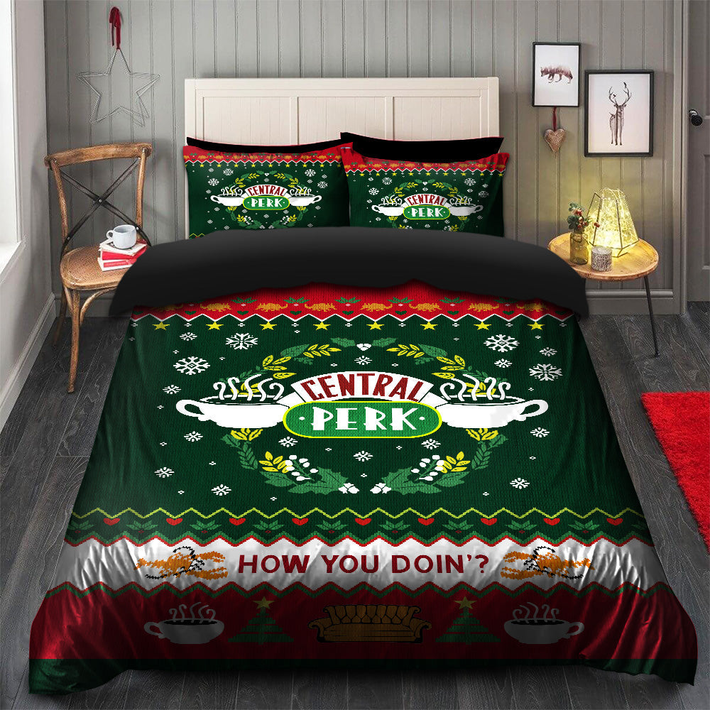 Christmas Friends Duvet Cover Bedding Set with 2 Pillowcases