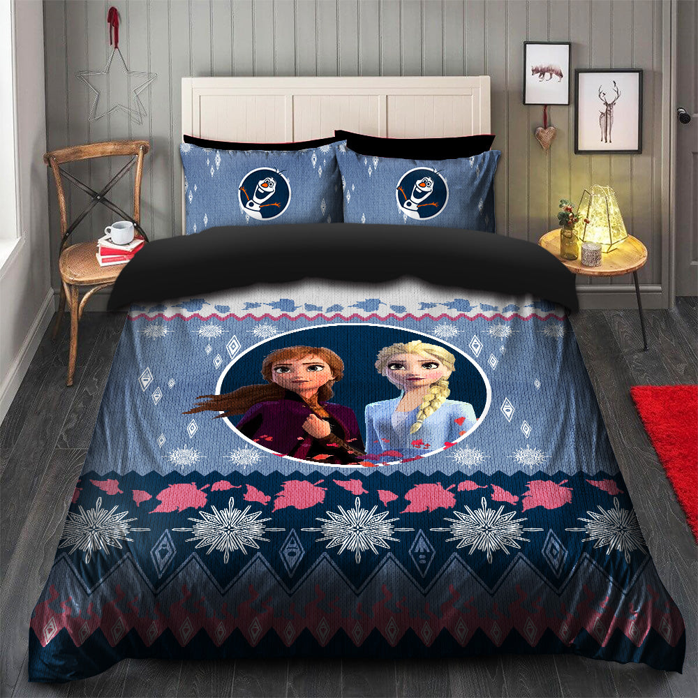 Disney Frozen Elsa Anna Christmas Bedding Set, Duvet Cover &