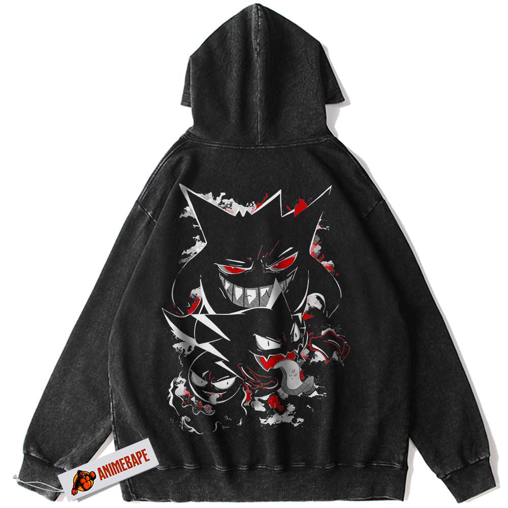 Gengar Haunter Gatsly Vintage Anime Hoodie for Pokemon Fans