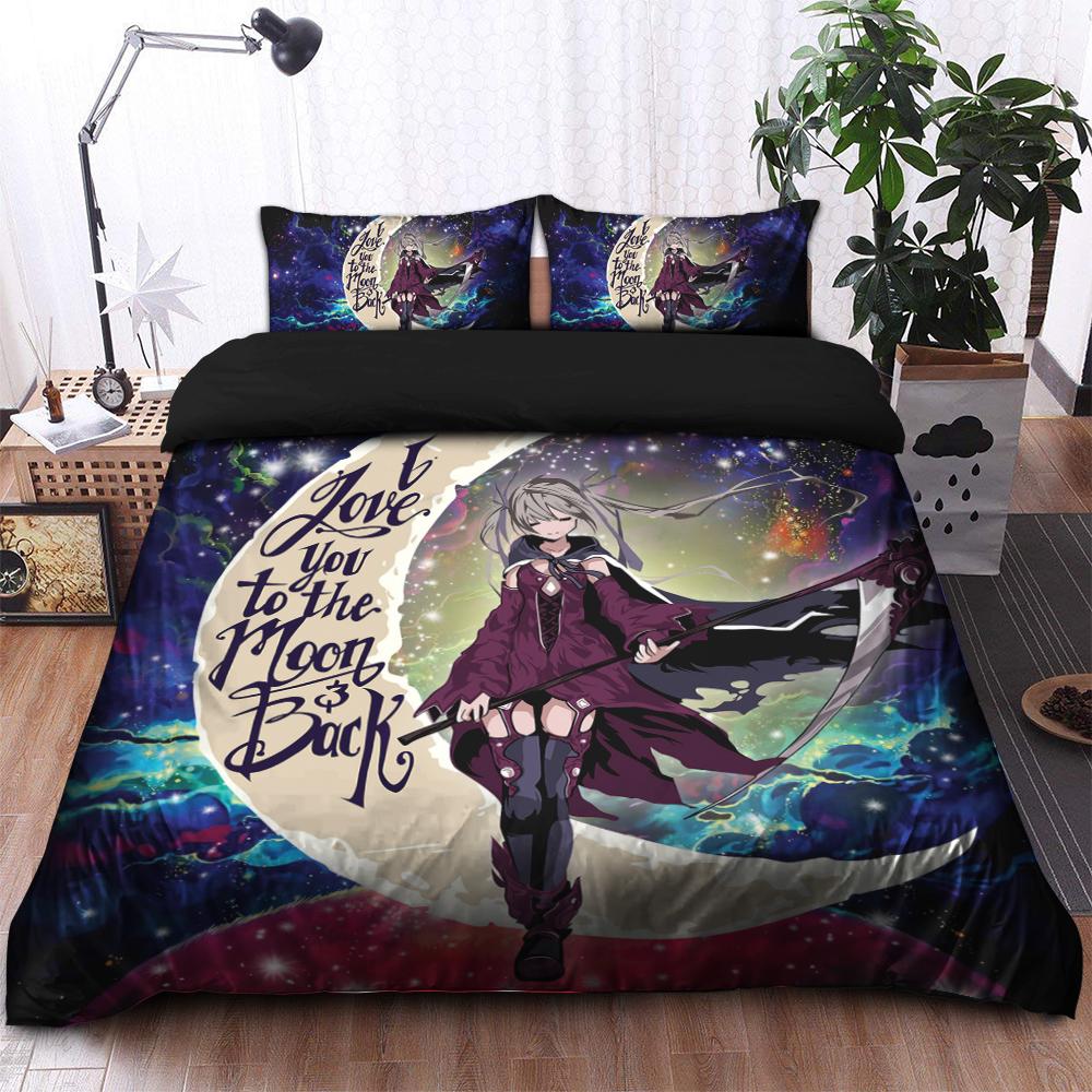 Anime Soul Eater Love You To The Moon and Back Galaxy Bedding Set for Girls Duvet Cover and 2 Pillowcases