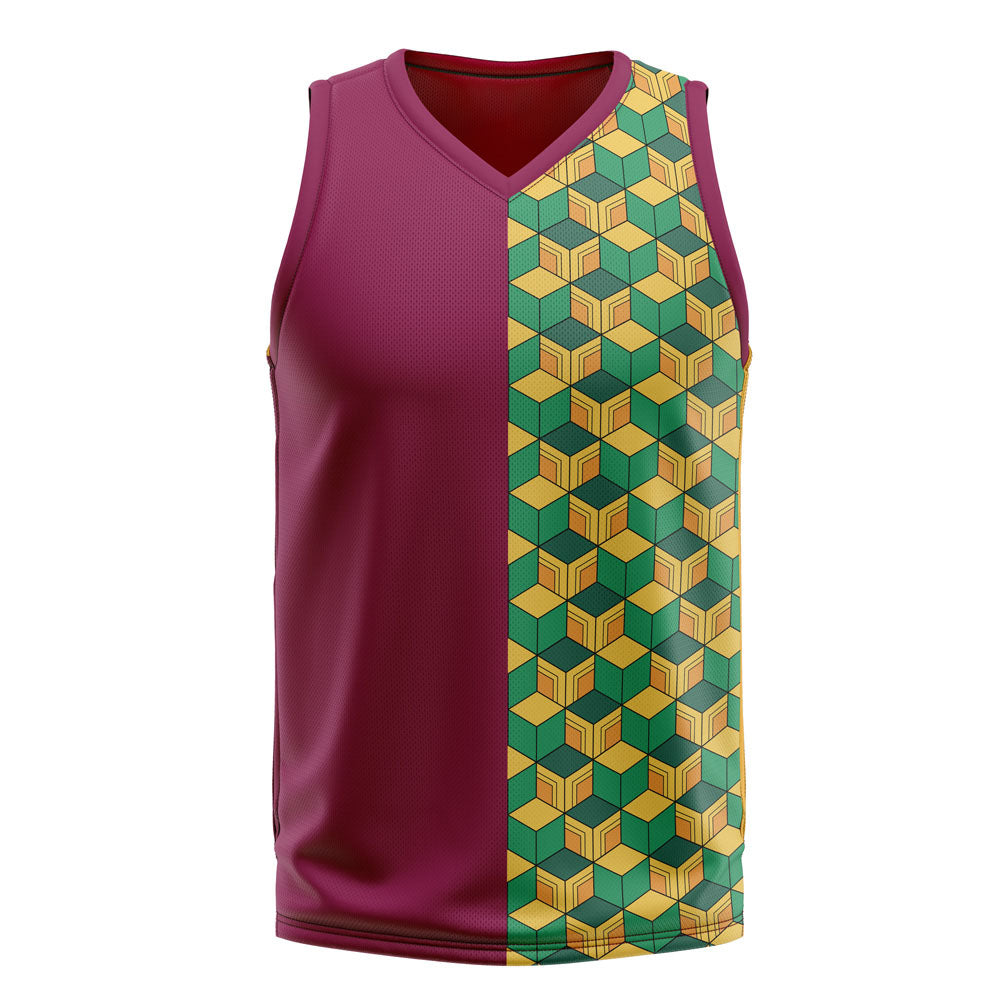 Giyu Tomioka Demon Slayer V-Neck Basketball Jersey
