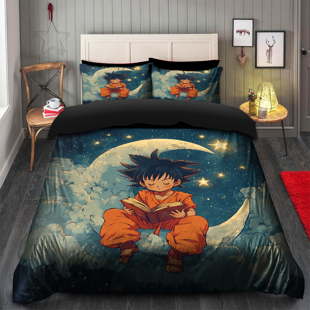 Goku Moon Duvet Cover Bedding Set with 2 Pillowcases