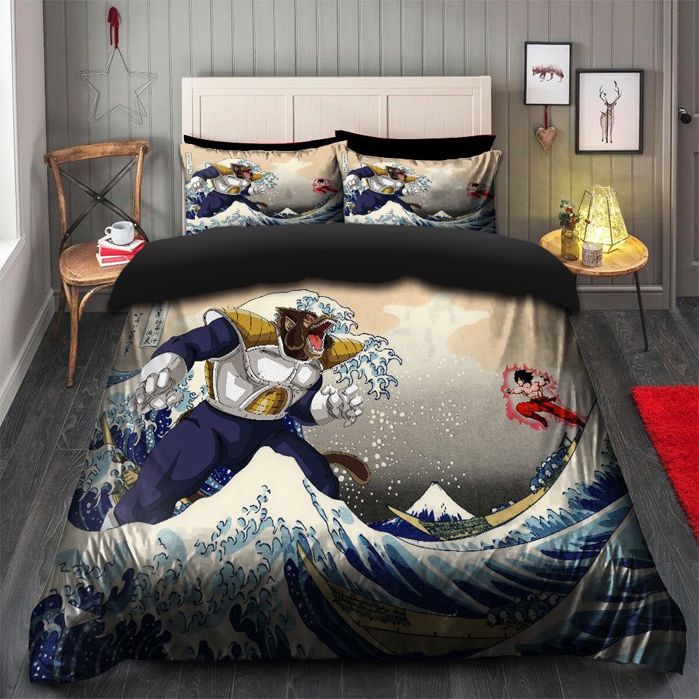 Anime Goku Vs Vegeta The Great Wave Japan Dragon Ball Z Bedding Set Duvet Cover And 2 Pillowcases