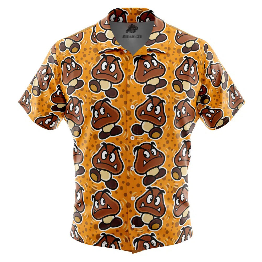 Goomba Super Mario Bros Button Up Hawaiian Shirt