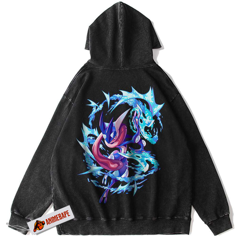 Pokemon Greninja Vintage Hoodie, Anime PKM Hoodie for Fans