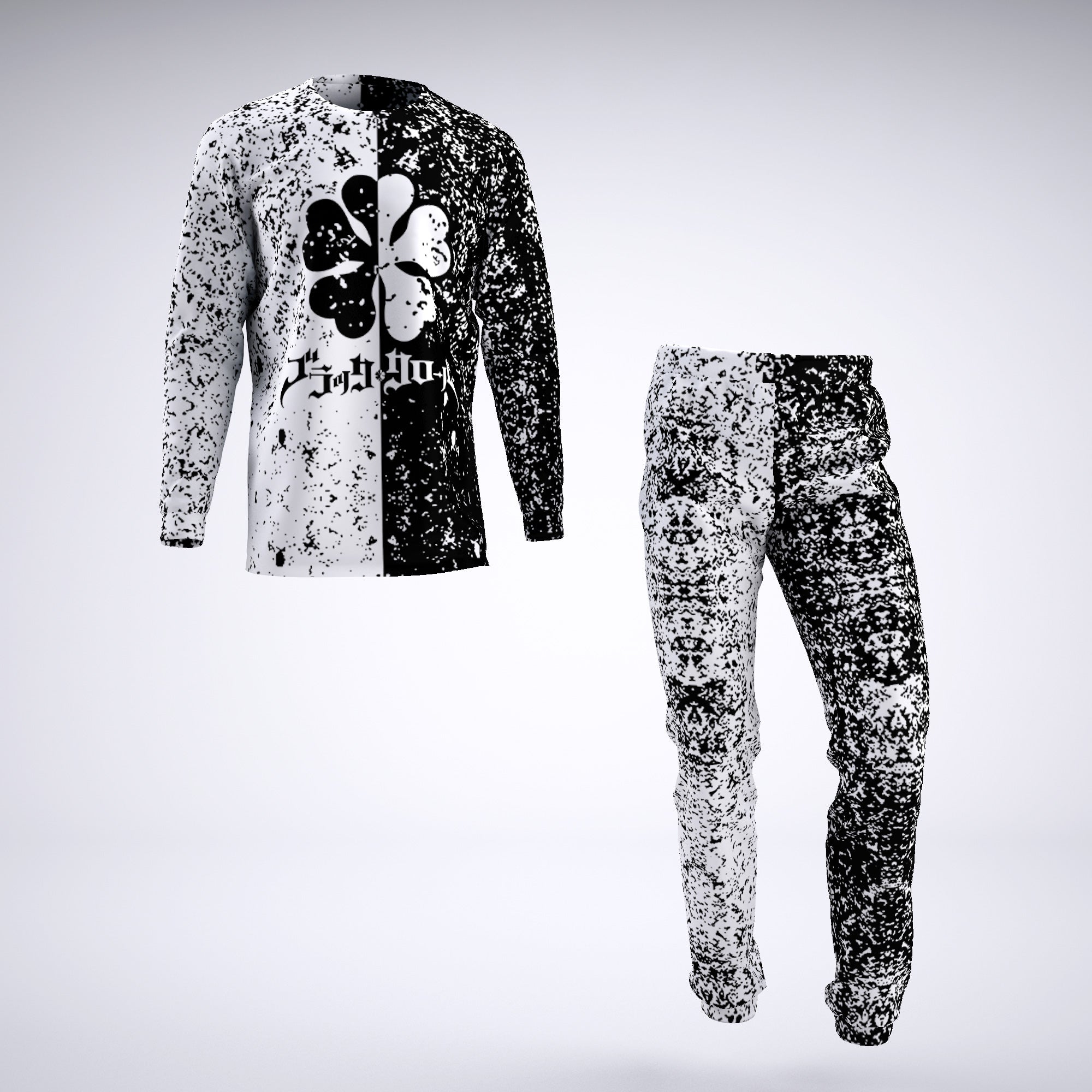 Grunge Five Leaf Clover Black Clover Pajamas