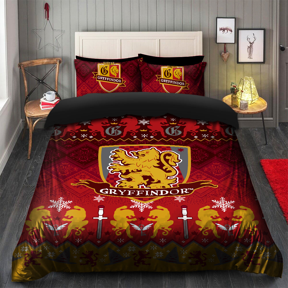 Gryffindor Bedding Set Christmas Duvet Cover with 2 Pillowcases