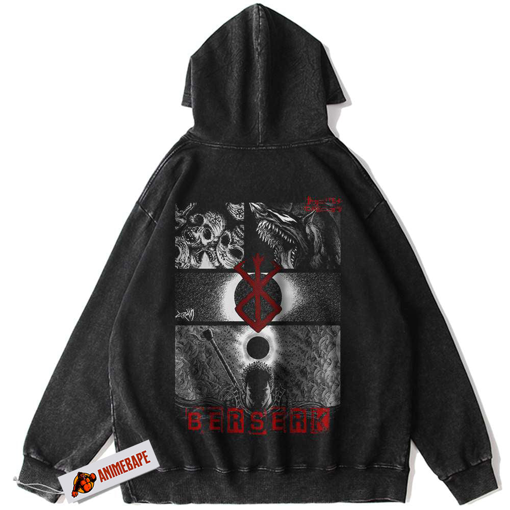 Berserk Anime Vintage Hoodie for Fans, Guts Design Hoodie